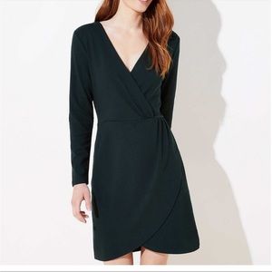 NWT LOFT Green shirred crepe wrap dress